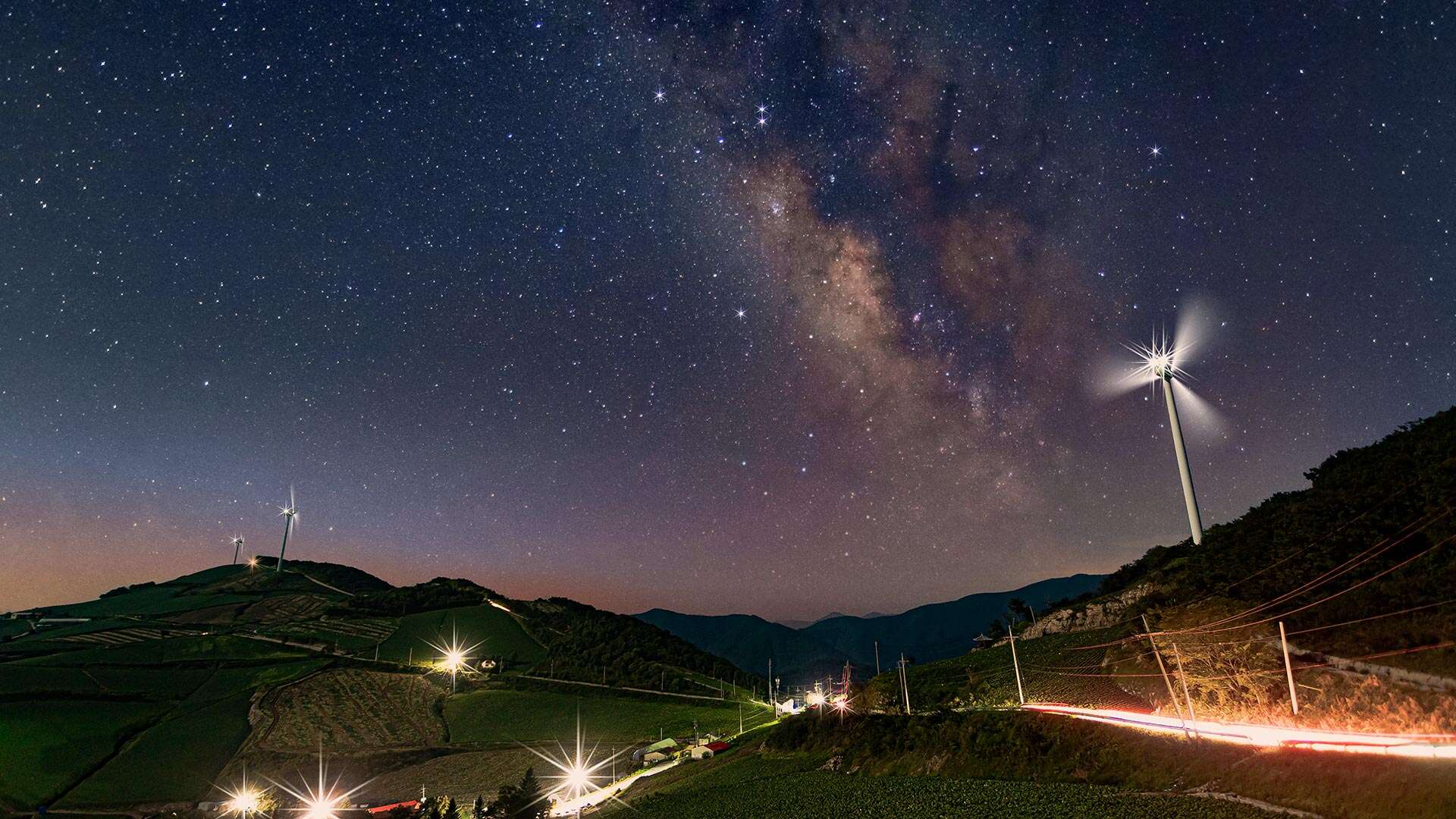 Anbandegi 02 可以看到银河和风力发电机